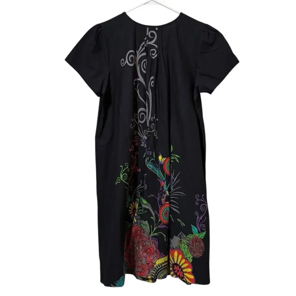 The Paragon Women Size Small Floral Dress Cotton Summer‎ Pleated Short Sleeve